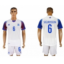 Iceland #6 Sigurdsson Away Soccer Country Jersey