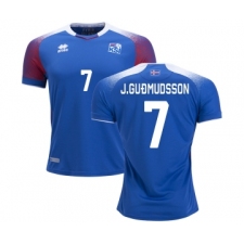 Iceland #7 J.GUDMUDSSON Home Soccer Country Jersey