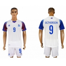 Iceland #9 Sigthorsson Away Soccer Country Jersey