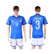 Italy #3 Chiellini Home Soccer Country Jersey