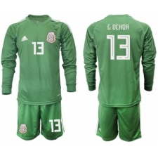 Mexico #13 G.Ochoa Green Long Sleeves Goalkeeper Soccer Country Jersey