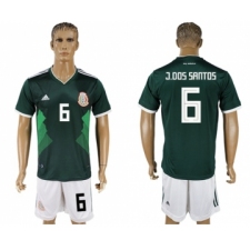Mexico #6 J.Dos Santos Green Home Soccer Country Jersey