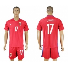 Norway #17 Linnes Home Soccer Country Jersey