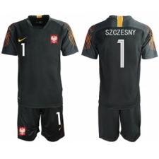 Poland #1 Szczesny Black Goalkeeper Soccer Country Jersey
