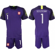 Poland #1 Szczesny Purple Goalkeeper Soccer Country Jersey