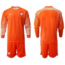 Poland Blank Orange Goalkeeper Long Sleeves Soccer Country Jersey