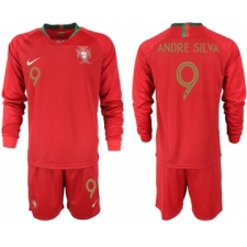 Portugal #9 Andre Silva Home Long Sleeves Soccer Country Jersey