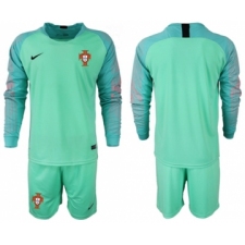 Portugal Blank Green Goalkeeper Long Sleeves Soccer Country Jersey