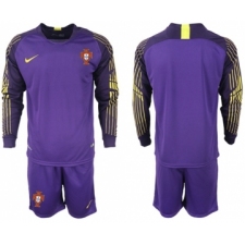 Portugal Blank Purple Goalkeeper Long Sleeves Soccer Country Jersey