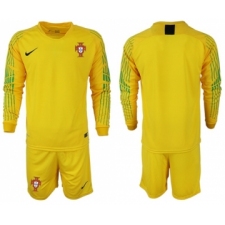 Portugal Blank Yellow Goalkeeper Long Sleeves Soccer Country Jersey