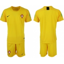 Portugal Blank Yellow Goalkeeper Soccer Country Jersey