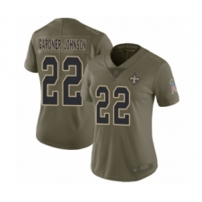 Women's New Orleans Saints #22 Chauncey Gardner-Johnson Limited Olive 2017 Salute to Service Football Jersey
