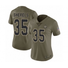 Women's New Orleans Saints #35 Marcus Sherels Limited Olive 2017 Salute to Service Football Jersey