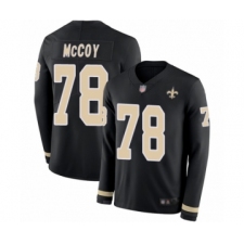 Youth New Orleans Saints #78 Erik McCoy Limited Black Therma Long Sleeve Football Jersey