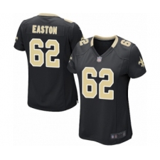 Women's New Orleans Saints #62 Nick Easton Game Black Team Color Football Jersey