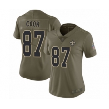 Women's New Orleans Saints #87 Jared Cook Limited Olive 2017 Salute to Service Football Jersey