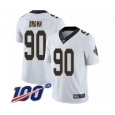 Men's New Orleans Saints #90 Malcom Brown White Vapor Untouchable Limited Player 100th Season Football Jersey