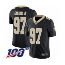 Men's New Orleans Saints #97 Mario Edwards Jr Black Team Color Vapor Untouchable Limited Player 100th Season Football Jersey