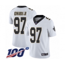 Men's New Orleans Saints #97 Mario Edwards Jr White Vapor Untouchable Limited Player 100th Season Football Jersey