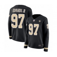 Women's New Orleans Saints #97 Mario Edwards Jr Limited Black Therma Long Sleeve Football Jersey