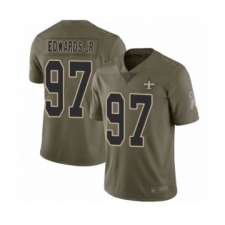 Youth New Orleans Saints #97 Mario Edwards Jr Limited Olive 2017 Salute to Service Football Jersey