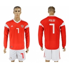Russia #7 Poloz Red Home Long Sleeves Soccer Country Jersey