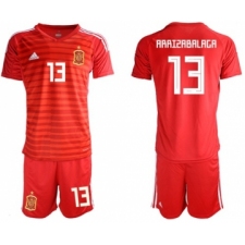 Spain #13 Arrizabalaga Red Goalkeeper Soccer Country Jersey