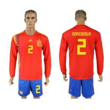 Spain #2 Odriozola Red Home Long Sleeves Soccer Country Jersey