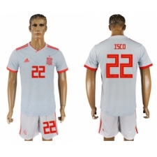 Spain #22 Isco Away Soccer Country Jersey