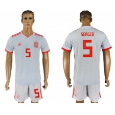 Spain #5 Sergio Away Soccer Country Jersey