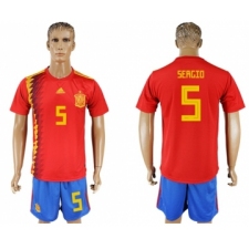 Spain #5 Sergio Home Soccer Country Jersey