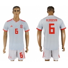 Spain #6 A.Iniesta Away Soccer Country Jersey