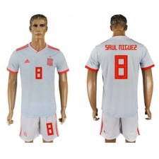 Spain #8 Saul Niguez Away Soccer Country Jersey