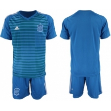 Spain Blank Blue Goalkeeper Soccer Country Jersey