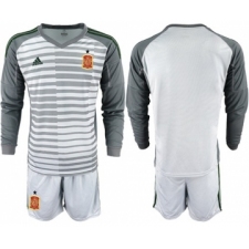 Spain Blank Grey Long Sleeves Goalkeeper Soccer Country Jersey