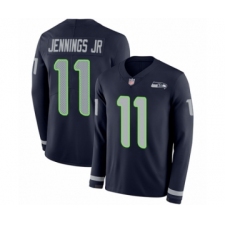 Youth Seattle Seahawks #11 Gary Jennings Jr. Limited Navy Blue Therma Long Sleeve Football Jersey