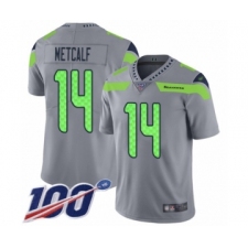 Men's Seattle Seahawks #14 D.K. Metcalf Limited Silver Inverted Legend 100th Season Football Jersey