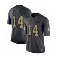 Youth Seattle Seahawks #14 D.K. Metcalf Limited Black 2016 Salute to Service Football Jersey