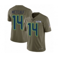 Youth Seattle Seahawks #14 D.K. Metcalf Limited Olive 2017 Salute to Service Football Jersey