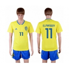 Sweden #11 Elmander Home Soccer Country Jersey