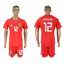 Sweden #12 Johnsson Red Goalkeeper Soccer Country Jersey