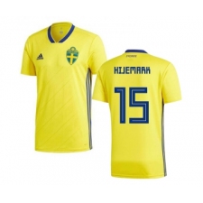 Sweden #15 Hijemark Home Soccer Country Jersey