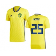 Sweden #25 Rinne Home Soccer Country Jersey