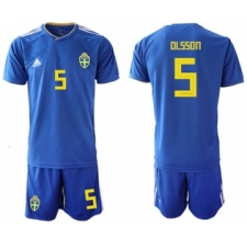 Sweden #5 Olsson Away Soccer Country Jersey