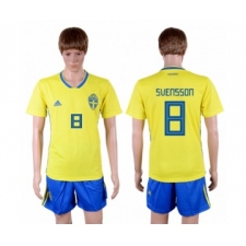 Sweden #8 Svensson Home Soccer Country Jersey