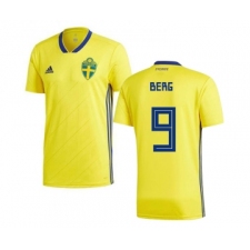 Sweden #9 Berg Home Soccer Country Jersey