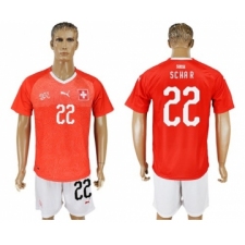 Switzerland #22 Schar Red Home Soccer Country Jersey