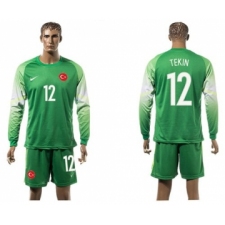 Turkey #12 Tekin Green Goalkeeper Long Sleeves Soccer Country Jersey