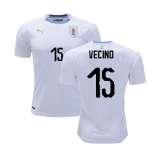 Uruguay #15 Vecino Away Soccer Country Jersey