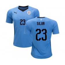 Uruguay #23 Silva Home Soccer Country Jersey